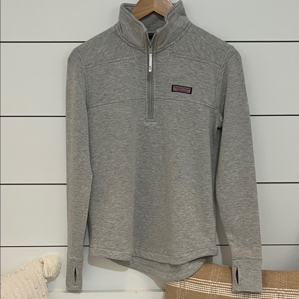 Vineyard Vines Shep Shirt Light Heather Gray Quarter-Zip Pullover XS Golf